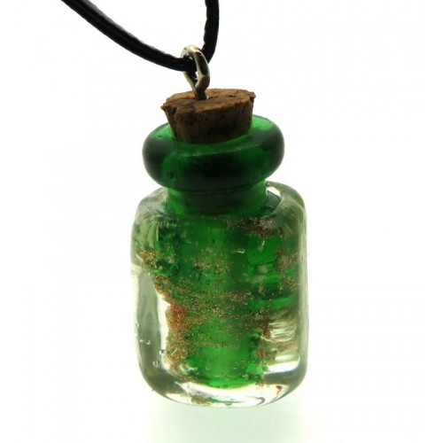 Lachrymatory Style Green Glass Bottle Pendant